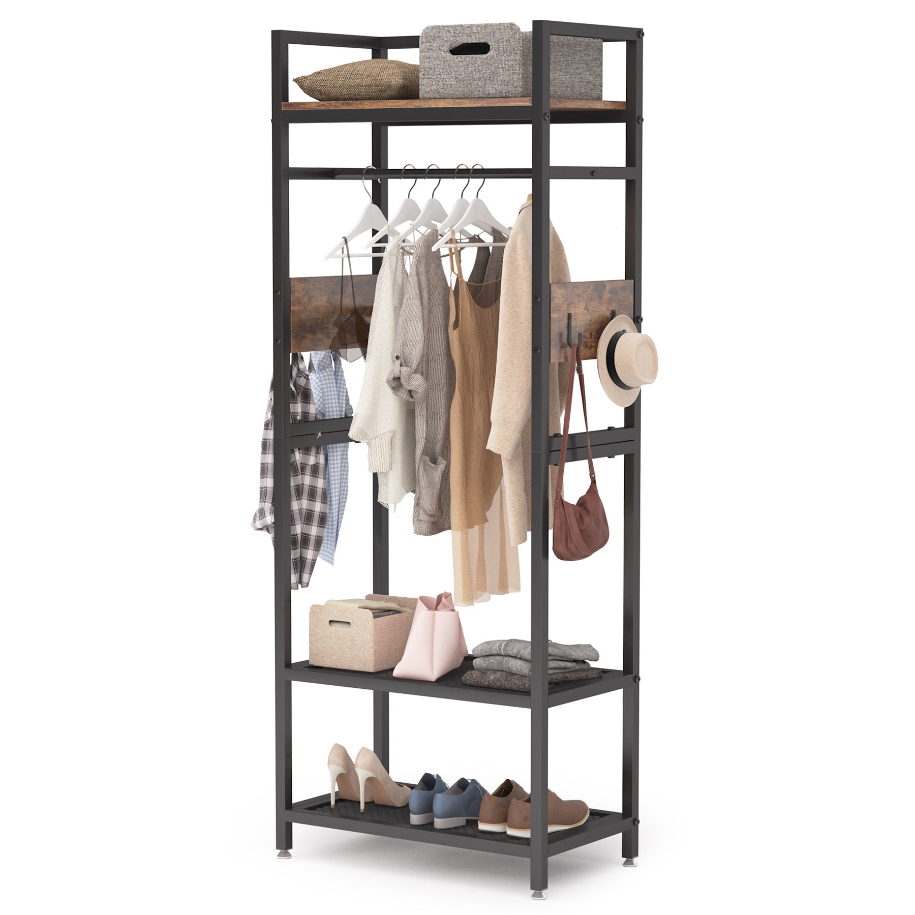 Garment Rack with Shelf and Hanging Rod